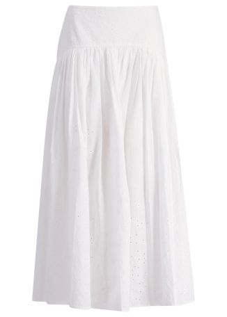 Procida white eyelet-embroidered cotton maxi skirt