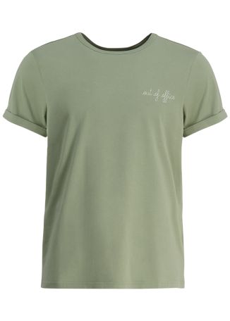 Poitou green embroidered cotton t-shirt