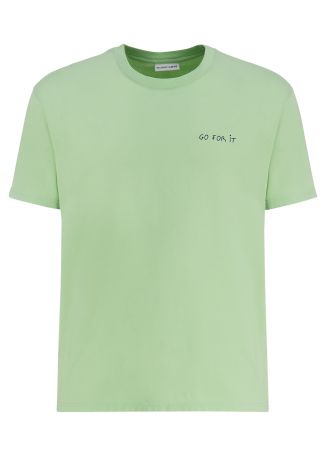 Popincourt green embroidered cotton t-shirt