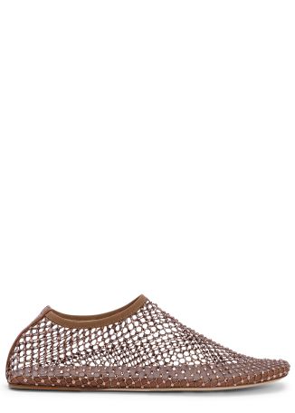 Minette crystal-embellished mesh ballet flats