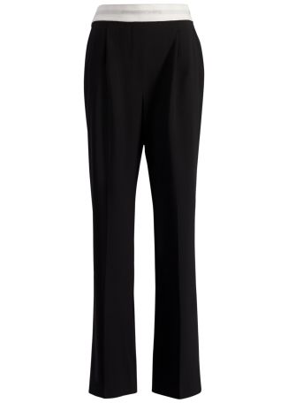 Black wool-blend tapered trousers