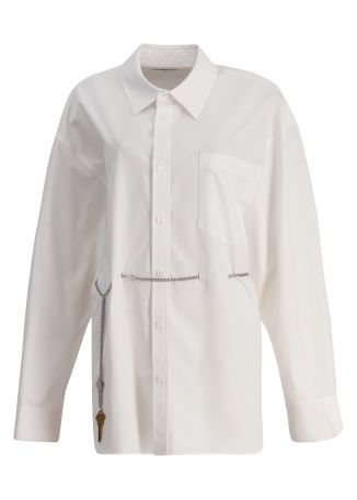 White chain-belt cotton shirt