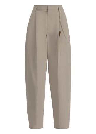 Grey tapered cotton-blend trousers