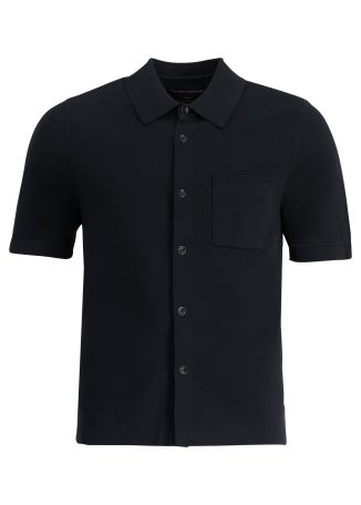 Dalton black knitted cotton-blend shirt
