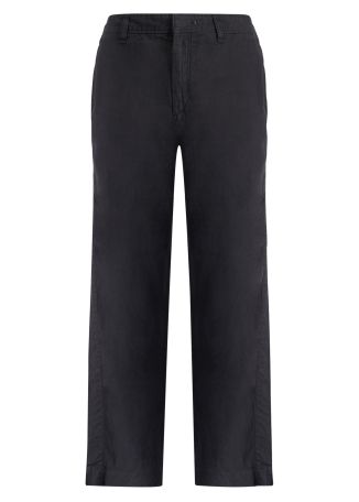 Black tapered linen trousers