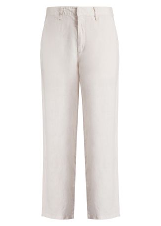 Ivory wide-leg linen trousers