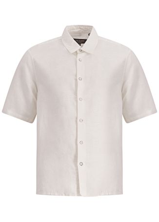 Ivory linen-blend shirt