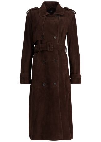 Benedict brown belted suede trench coat