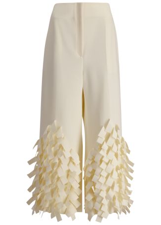 Ivory wide-leg crepe culottes