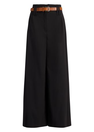 Black split cotton trousers