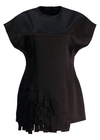 Black laser-cut satin top