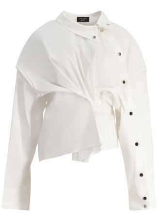 White stud-embellished stretch-cotton top