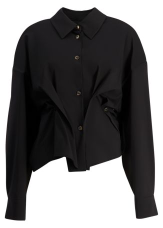 Black twisted stretch-cotton shirt