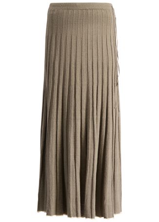 Straccio taupe ribbed linen-blend maxi skirt