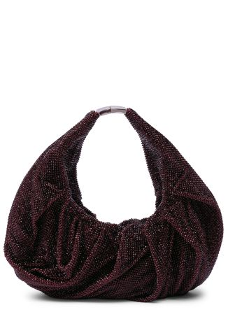 Yennefer burgundy crystal-embellished top handle bag