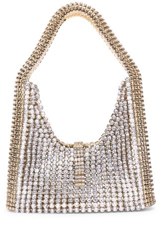 Crystal-embellished top handle bag