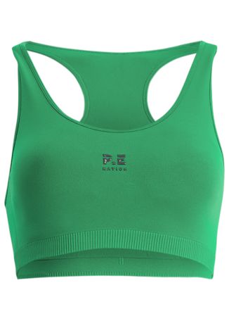 Restore seamless green logo stretch-jersey bra top
