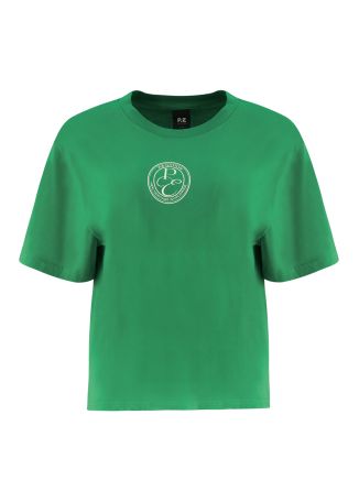 Exposition green printed cotton t-shirt
