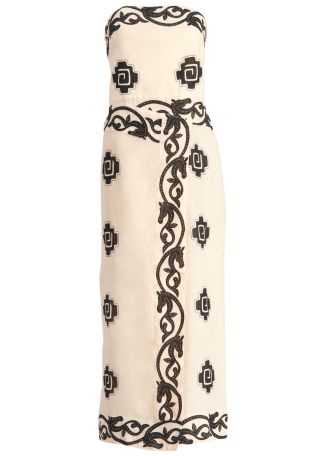 Ancient printed linen midi dress