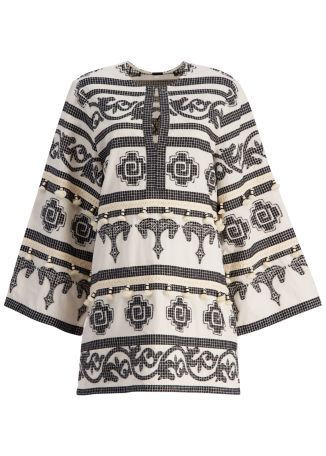 Temple embroidered cotton mini dress