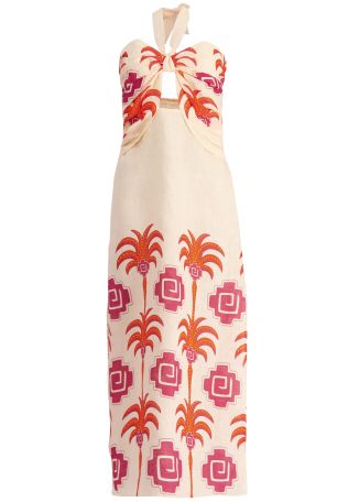 Water adventure printed linen midi dress