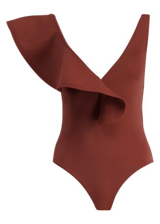 Boleros burgundy ruffled swimsuit
