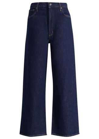 Low curve blue wide-leg jeans