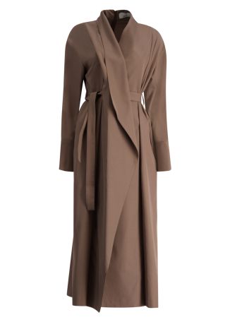 Dafne beige draped cotton-blend midi dress