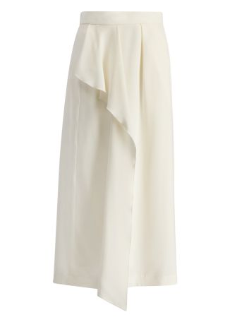 Ivory draped maxi skirt