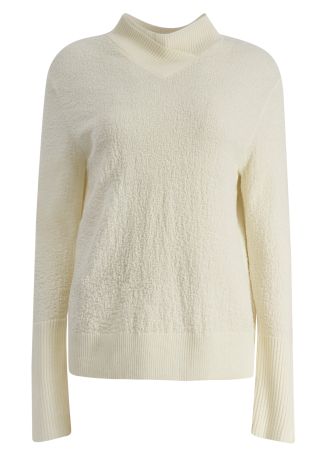 Kveta ivory knitted wool-blend top