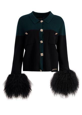 Colour-blocked wool-blend shirt