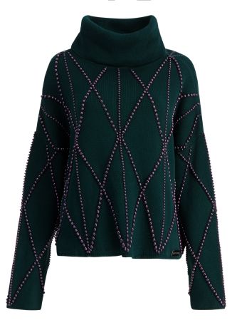 Pearl-embellished cotton jumper