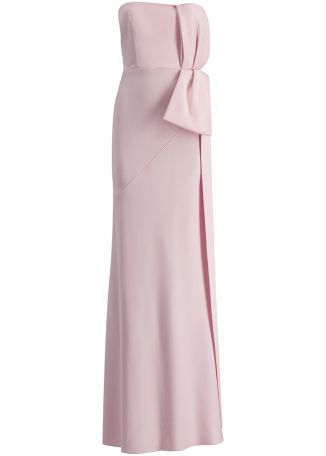 Pink bow-embellished crepe gown