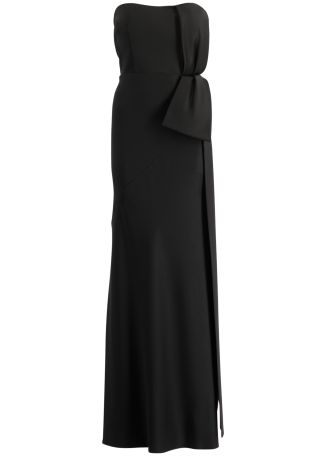 Black bow-embellished crepe gown