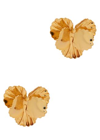 Pansy sculpted 18kt gold-plated stud earrings