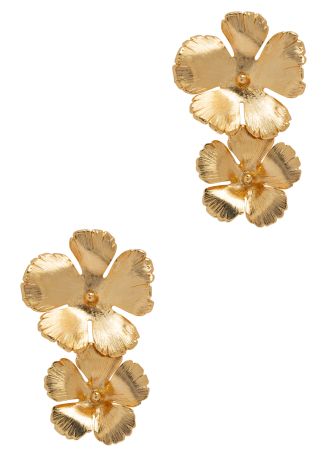 Collette floral-embellished 18kt gold-plated drop earrings