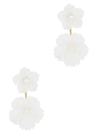 Tibby white floral-embellished drop earrings