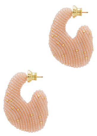 Aria pink bead-embellished hoop earrings