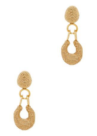 Inco bead-embellished 24kt gold-plated drop earrings