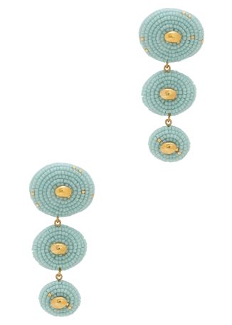 Onda blue bead-embellished 24kt gold-plated drop earrings
