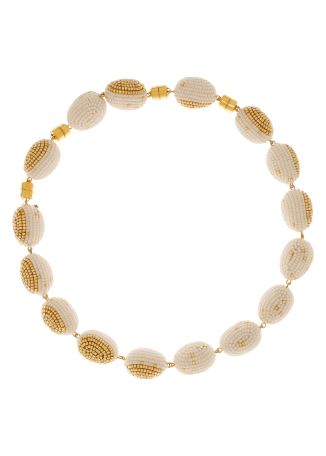 Verte bead-embellished 24kt gold-plated choker