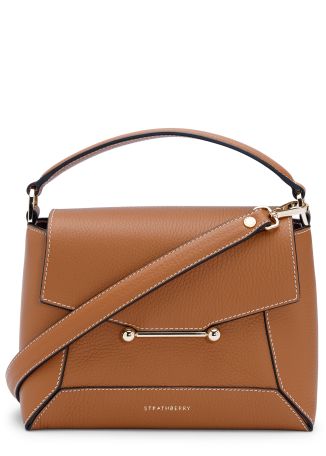 Mosaic brown leather top handle bag