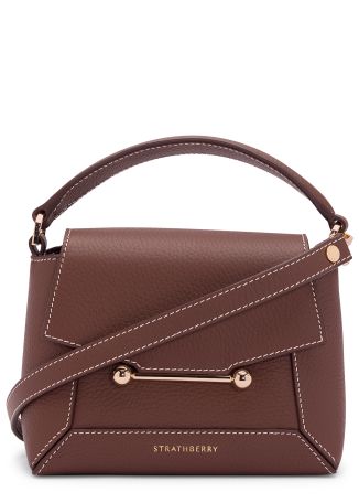 Mosaic nano brown leather top handle bag
