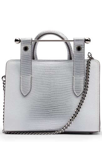Nano silver lizard-embossed leather tote