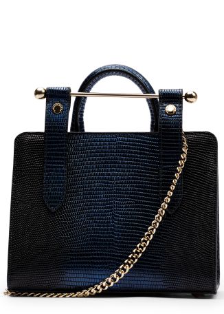 Nano blue lizard-embossed leather tote