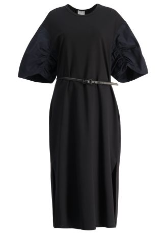 Two-tone cotton-blend midi dress