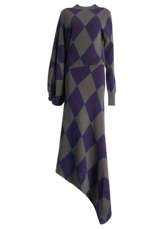 Asymmetric wool midi dress