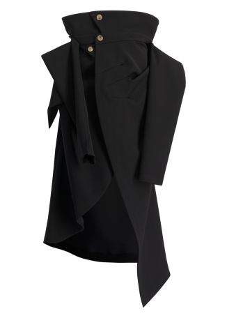 Black asymmetric midi skirt