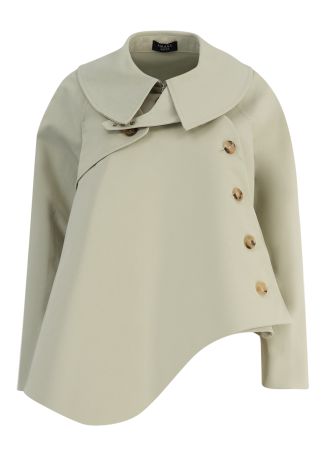 Asymmetric gabardine trench coat