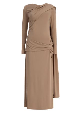 Catherinson beige draped stretch-jersey maxi dress